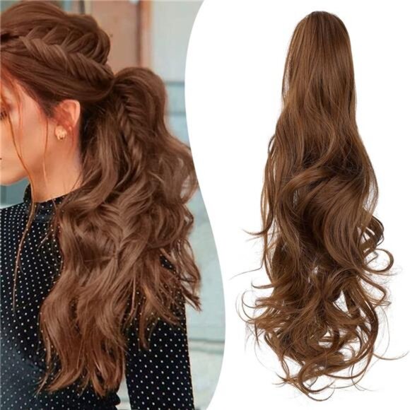 Claw Clip Ponytail Extension 18" Light Auburn